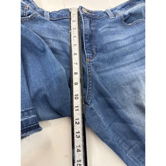 ANA Skinny Ripped Cropped Jeans Womens 18 Blue Side Stripe Raw Hem Denim - Picture 9 of 10